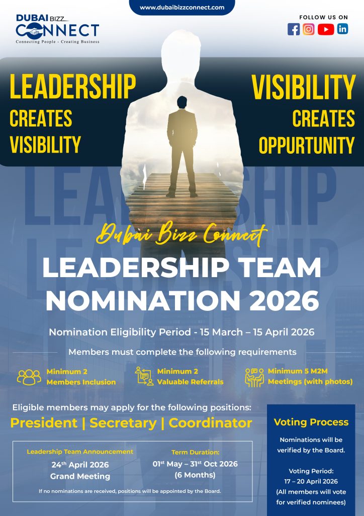 Dubai business networking group leadership nomination 2026